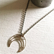 Load image into Gallery viewer, Nokomis Raw Brass Geometric Crescent Necklace
