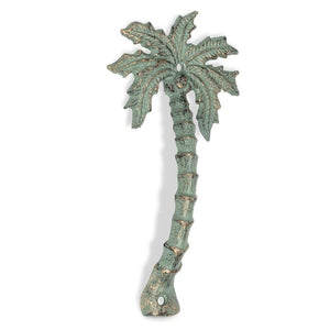 Palm Tree Door Handle - Verdigris
