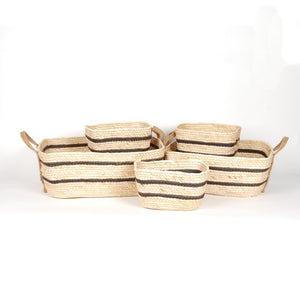 Rectangle Straw Baskets With Stripes