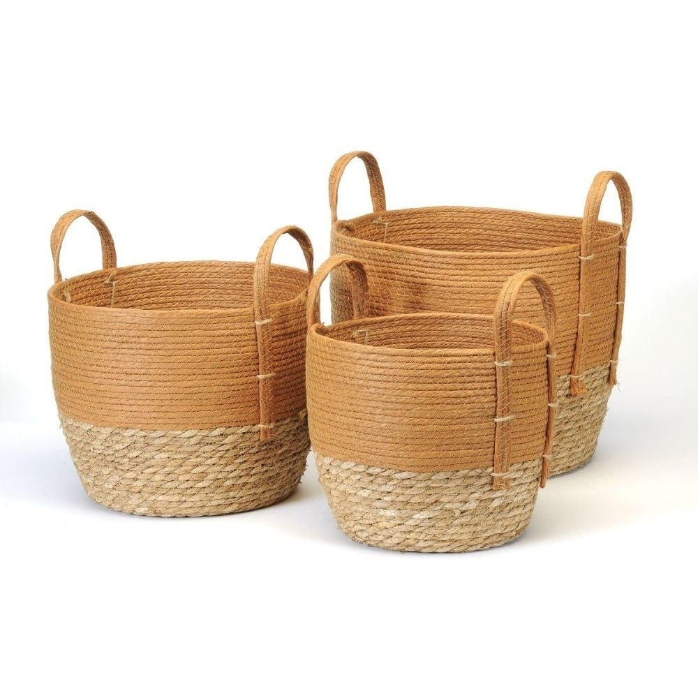 Rust And Natural Straw Baskets