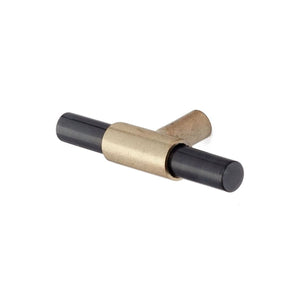 T-Shaped Black and Gold Knob