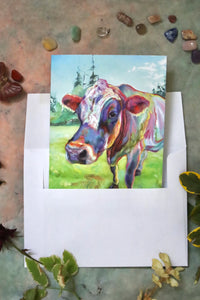 Cow Oil Painting Art Greeting Card